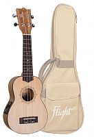 FLIGHT DUS320 EQ SP/ZEB укулеле со звукоснимателем, сопрано, цвет натуральный, чехол